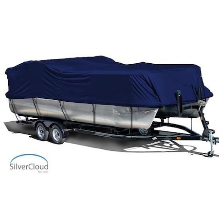 Eevelle Silvercloud Boat Cover PONTOON Rails w/Outboard 25' 6in. L 102in. W Navy SCPONBP25102B-NVY